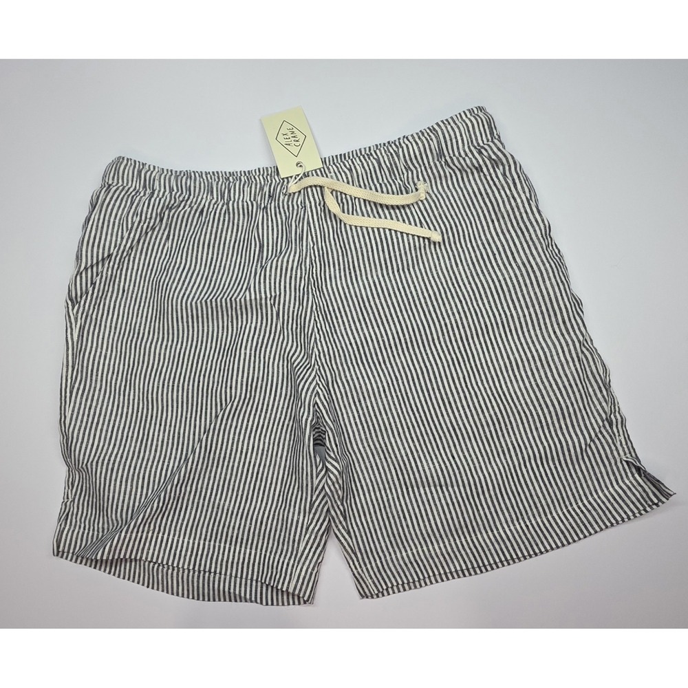 Alex Crane Mens Size M Striped Bo Shorts / Overdye Chai 100% Linen New With Tags